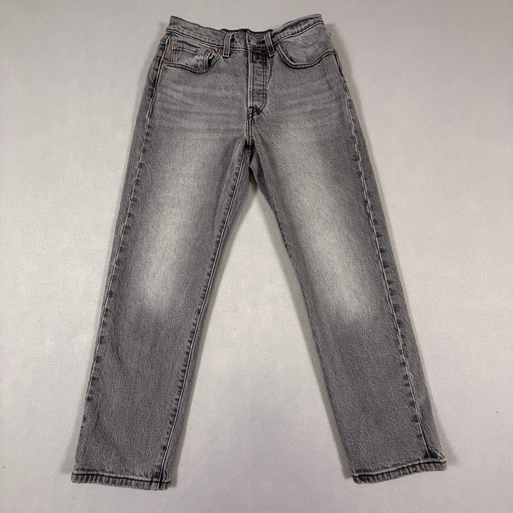 Levi's 501 Original Fit Women H-Rise 27 Gray Straight Leg Denim Jeans Button Fly